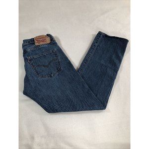 Levis Mens 501 33W 32L Denim Jeans Button Fly Red